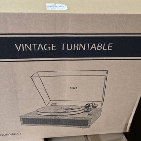 Turntable Record Player with Built-in Speakers, Brown. - Picture 3 of 3